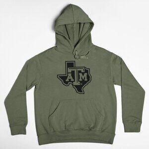 NEW Texas A&M Aggies State Pullover Fleece Hoodie MILITARY ARMY GREEN